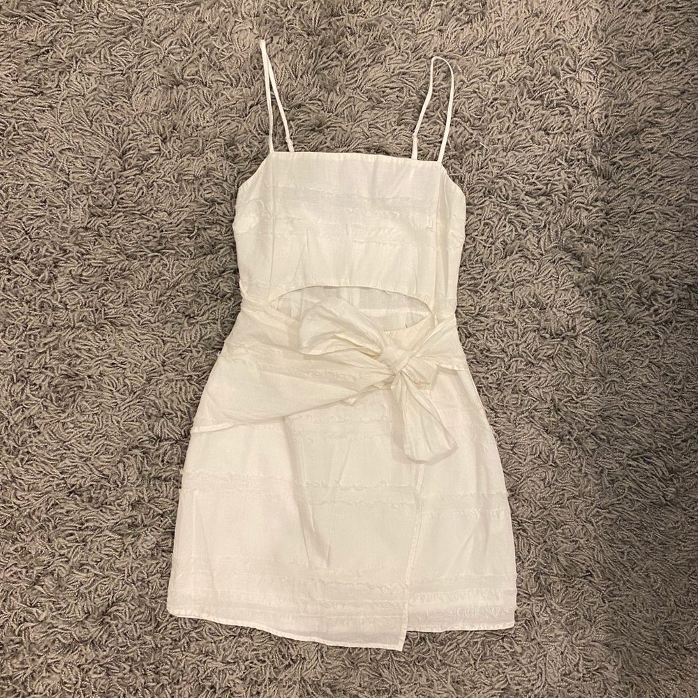 White Tie-Front Cutout Dress